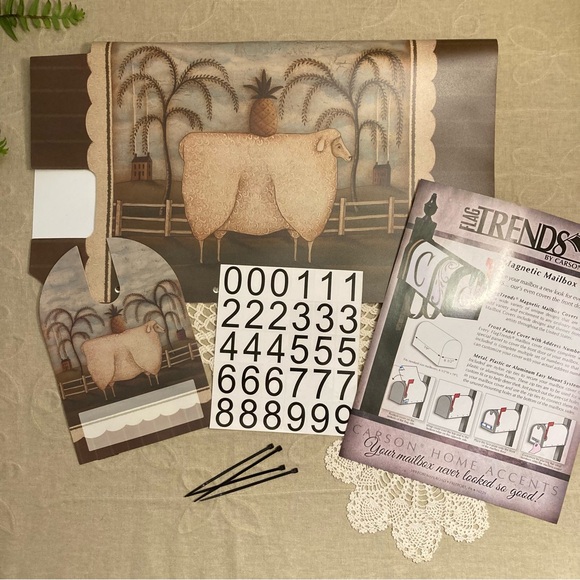 New Magnetic Mailbox Cover Primitive Sheep Pineapple And Willow Tree Design - Picture 4 of 15